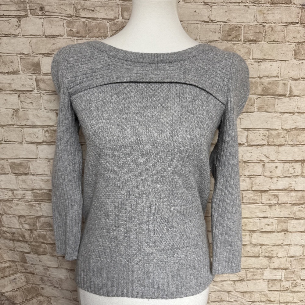 SEE BY CHLOE‎ Gray Tightknit 1/2 Sleeve Designer Sweater Sz US 2